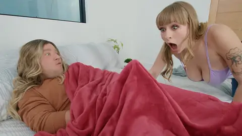 Caressing herself while a boy is hotwife with a towheaded